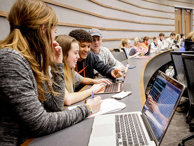 Students in classroom at spears business school
