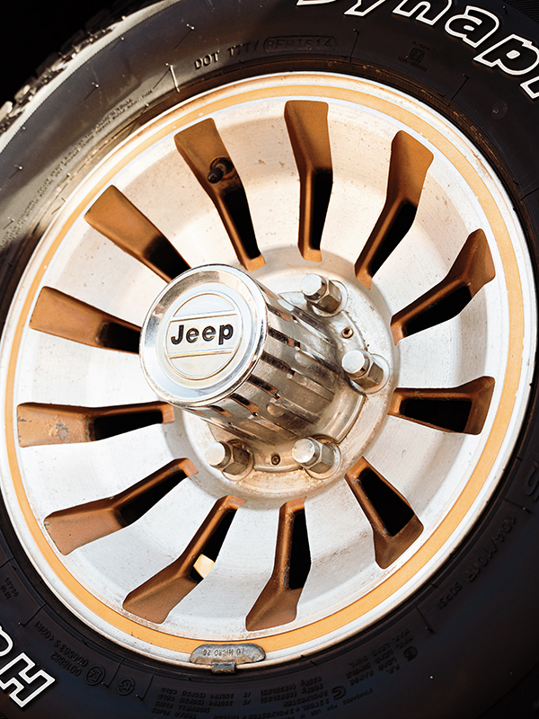 The wheels of the Jeep Wagoneer Limited.