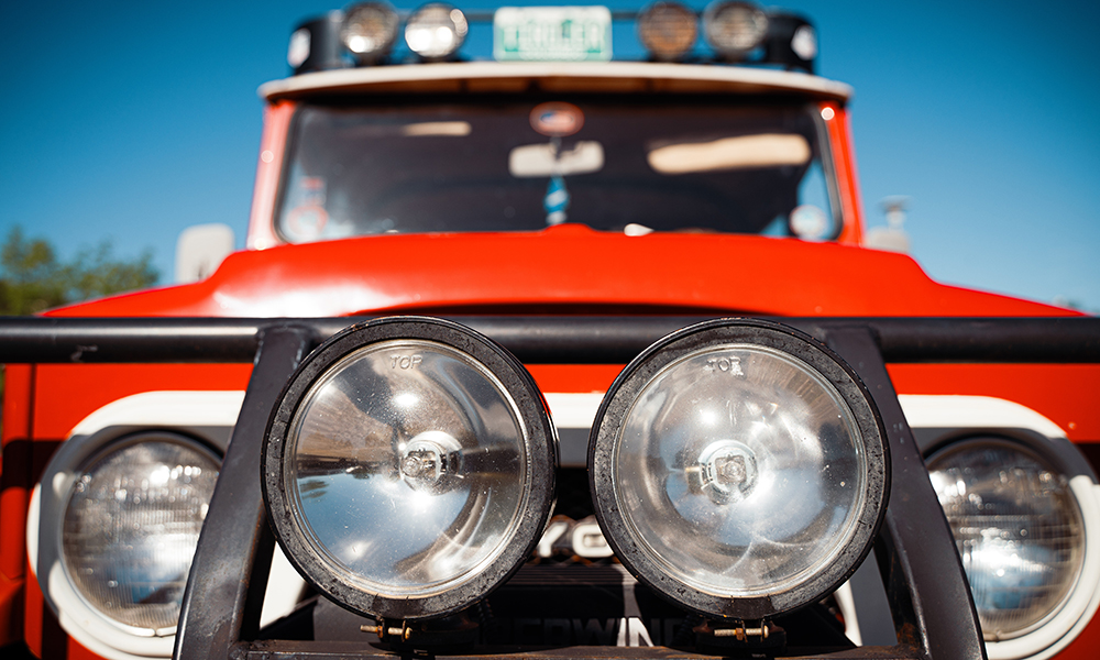 Front headlights of the 1978 Land Cruiser FJ40.