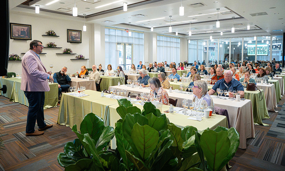 A classroom session about wine at the Wine Forum.